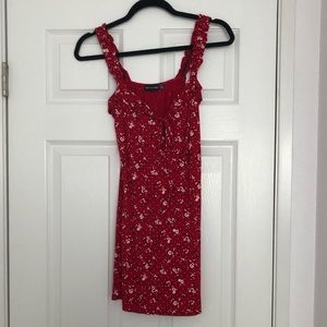 PrettyLittleThing Red Floral Mini Dress